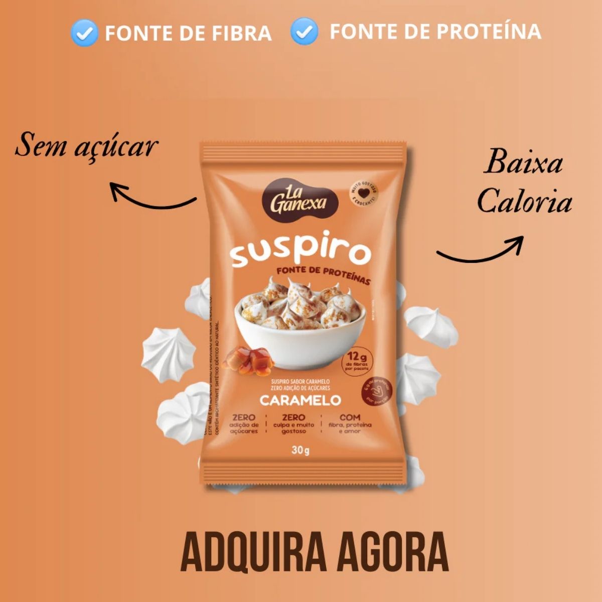 Suspiro La Ganexa Caramelo Zero Açúcar Zero Lactose | 30g