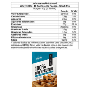 100% Whey Sabor Paçoca Shark Pro | Sachê Unitário 40g