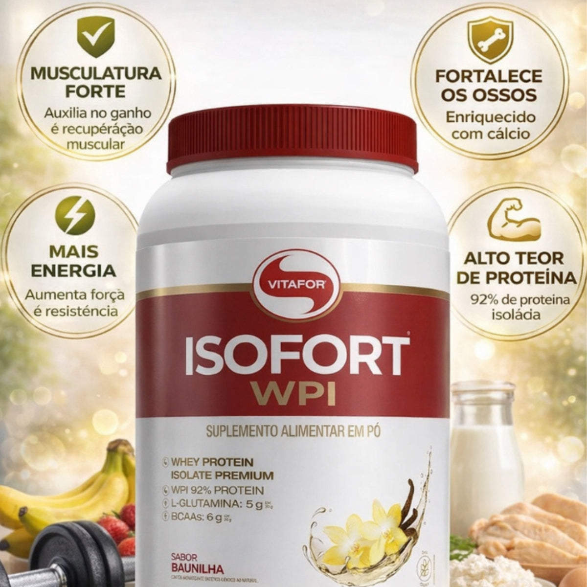 Isofort Sabor Baunilha Vitafor | Pote 900g