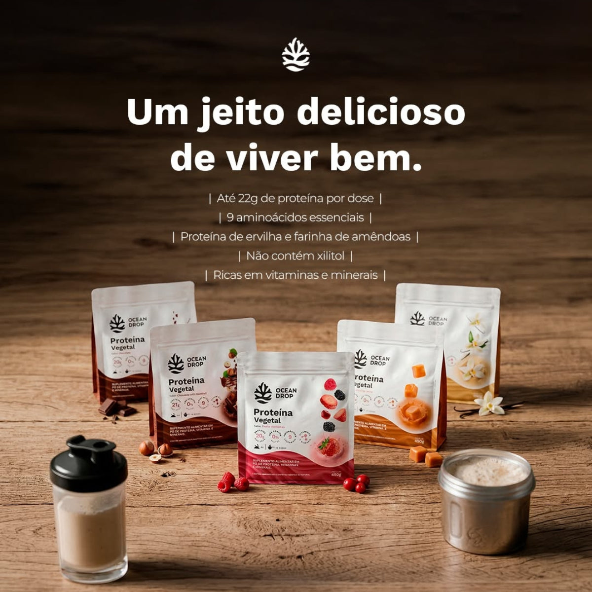 Proteína Vegetal Chocolate com Avelã Ocean Drop | 450g