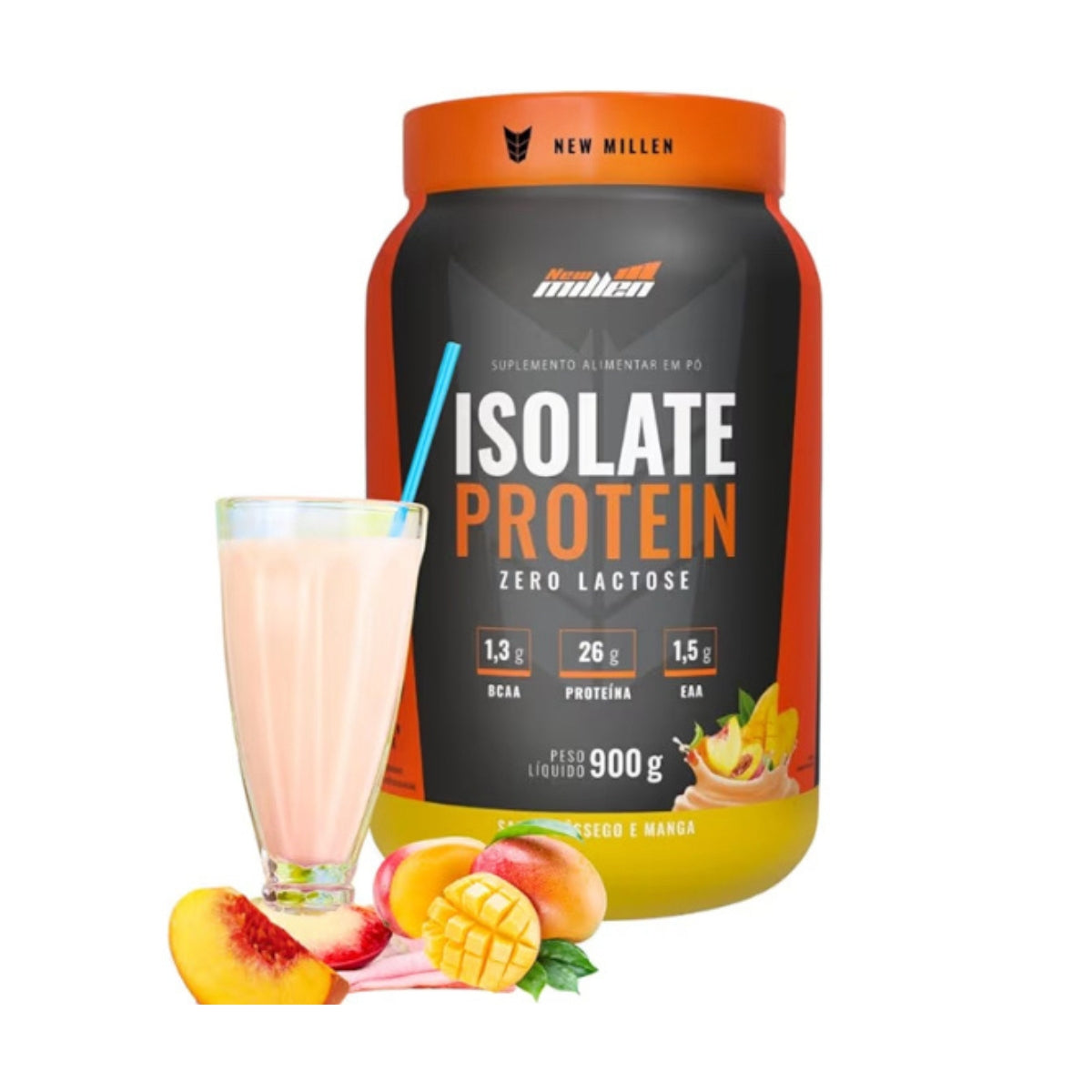 Isolate Protein Zero Lactose Sabor Pêssego e Manga New Millen | 900g