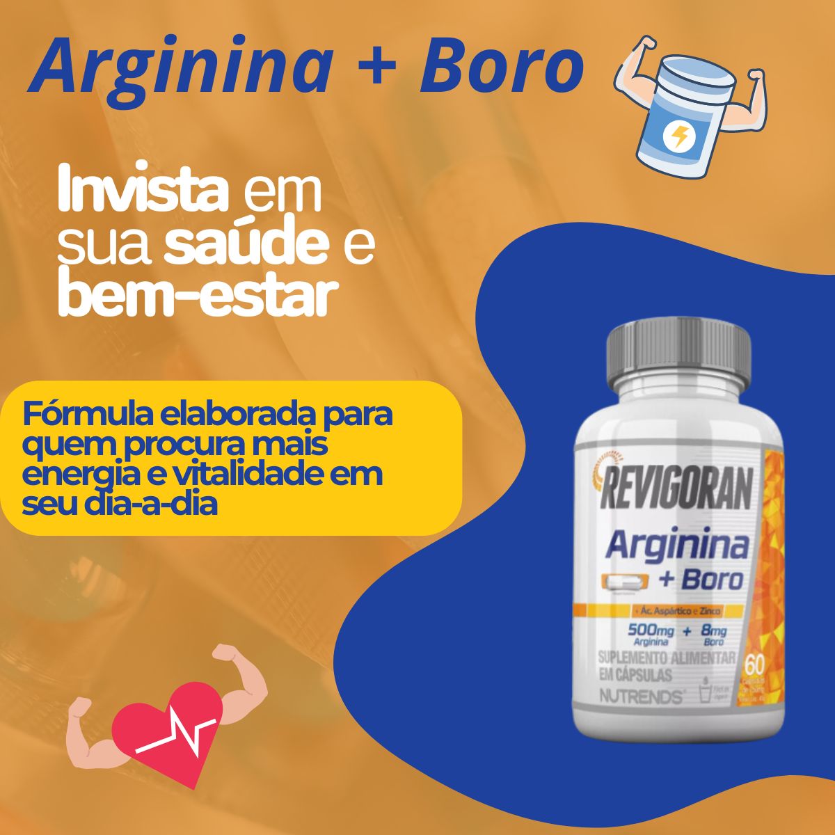 Revigoran Arginina + Boro Nutrends | 60 cápsulas