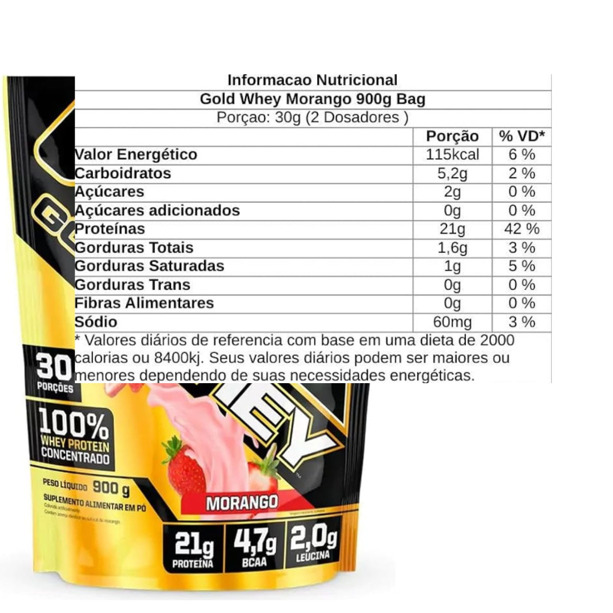 Gold Whey Adaptogen Sabor Morango | 900g