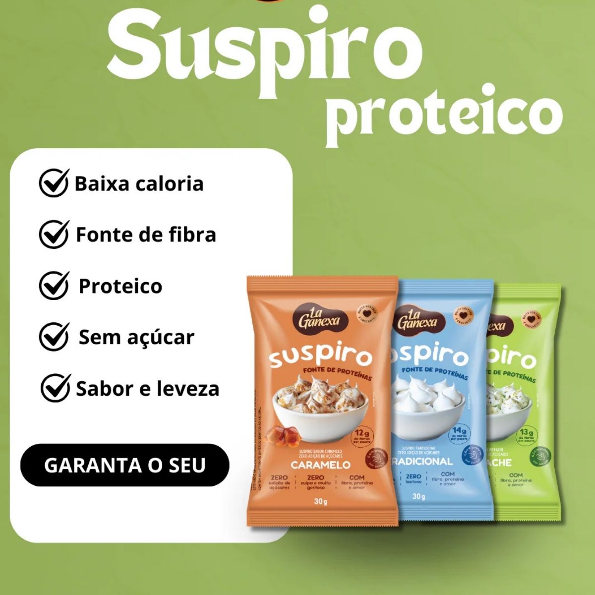 Suspiro La Ganexa Pistache Zero Açúcar Zero Lactose | 30g