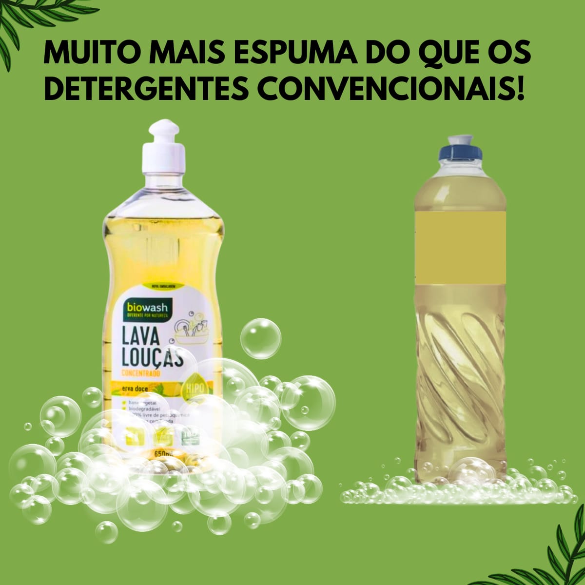 Kit 2x Detergente Lava Louças Biodegradável +Esponja Biowash