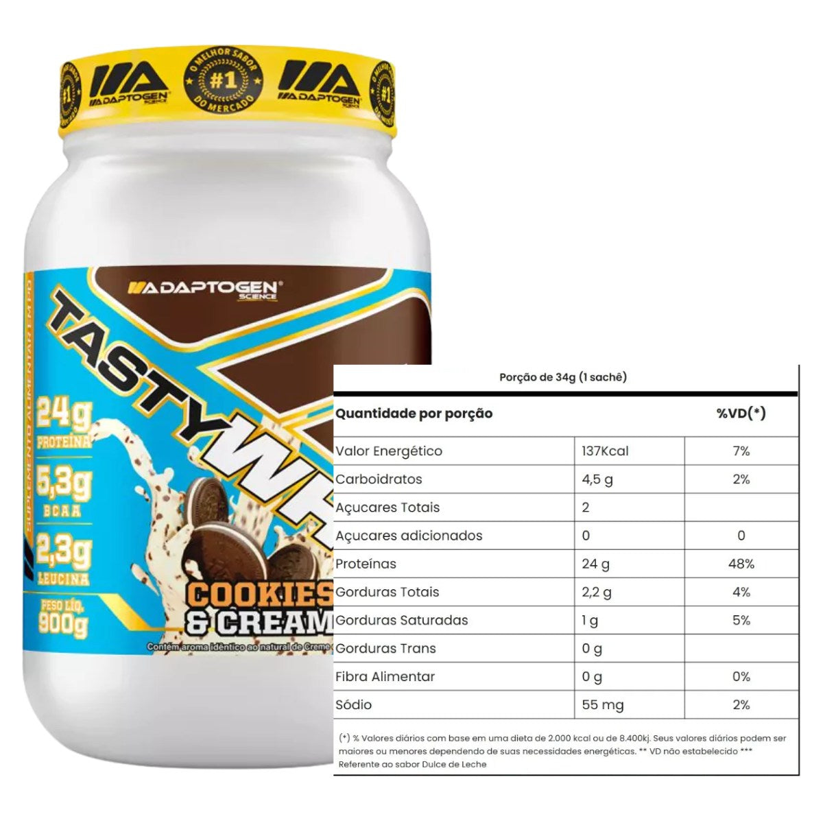 Tasty Whey 3W Adaptogen Sabor Cookies & Cream | 900g