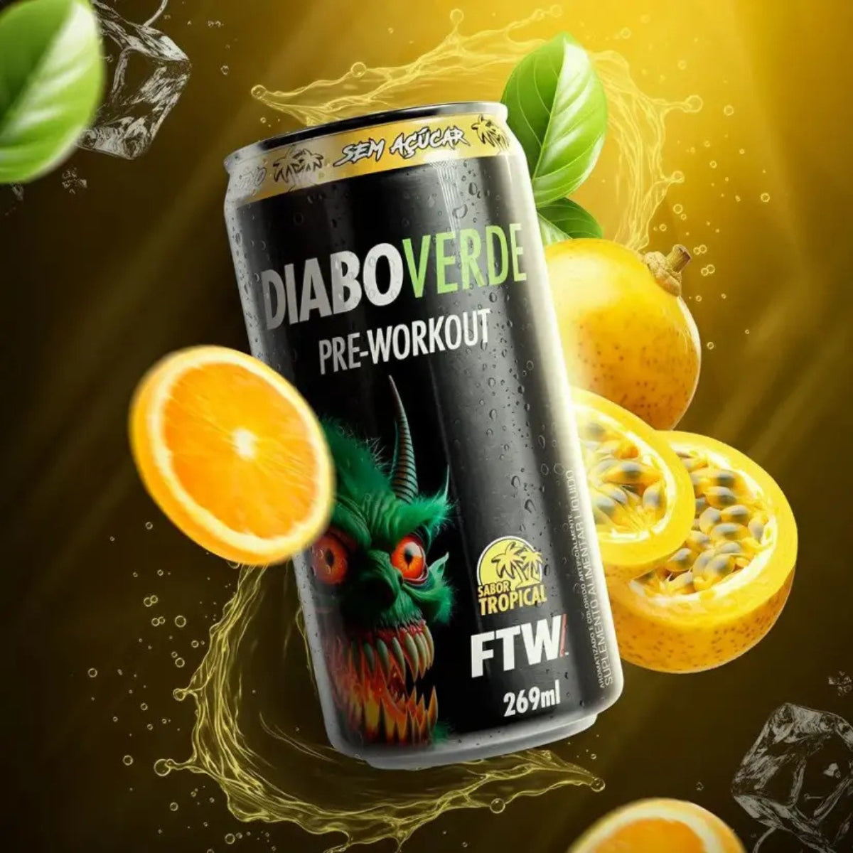 Energético Diabo Verde Pre-Workout Tropical | Lata 269ml