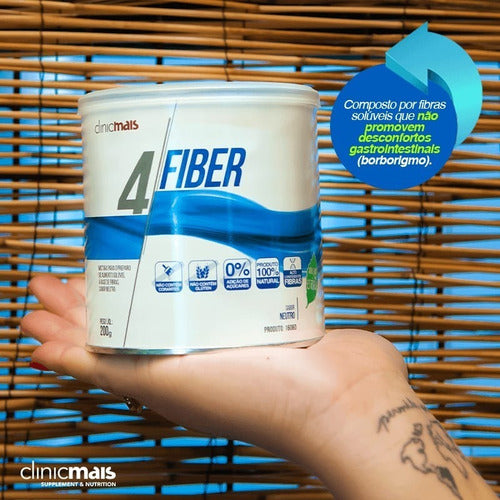 Kit | 3x 4 Fiber Suplemento Alimentar com Fibras ClinicMais | 200g
