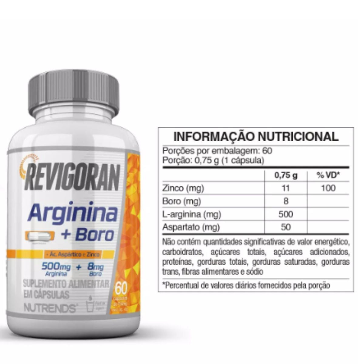 Revigoran Arginina + Boro Nutrends | 60 cápsulas