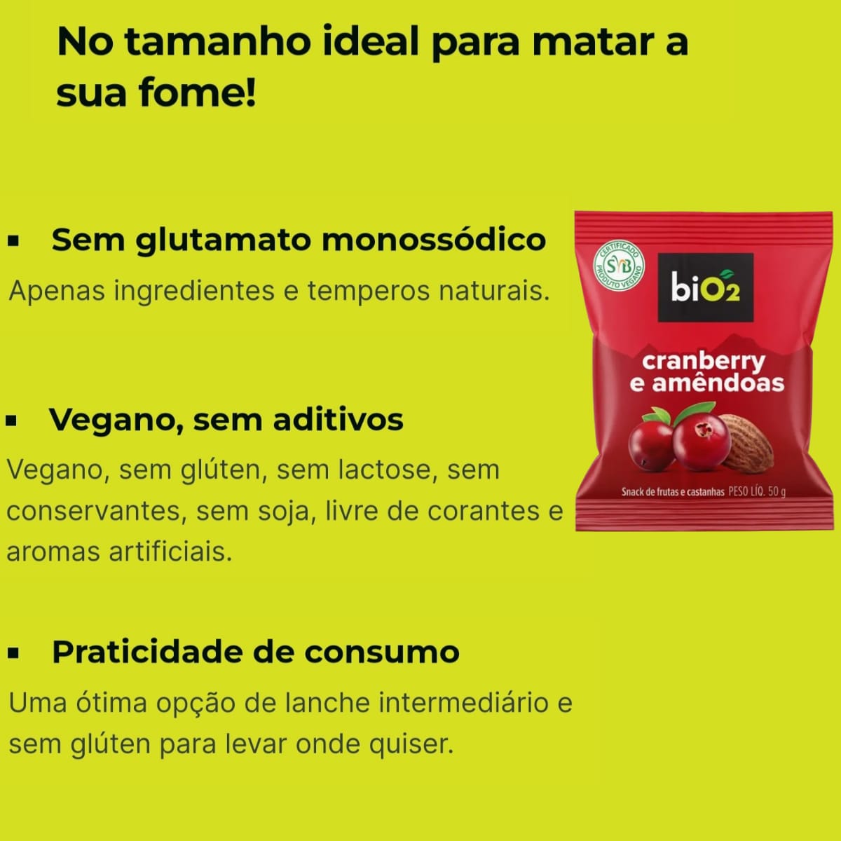 Mix de Frutas Snack Cranberry e Amêndoas Bio2 | Sachê 50 g