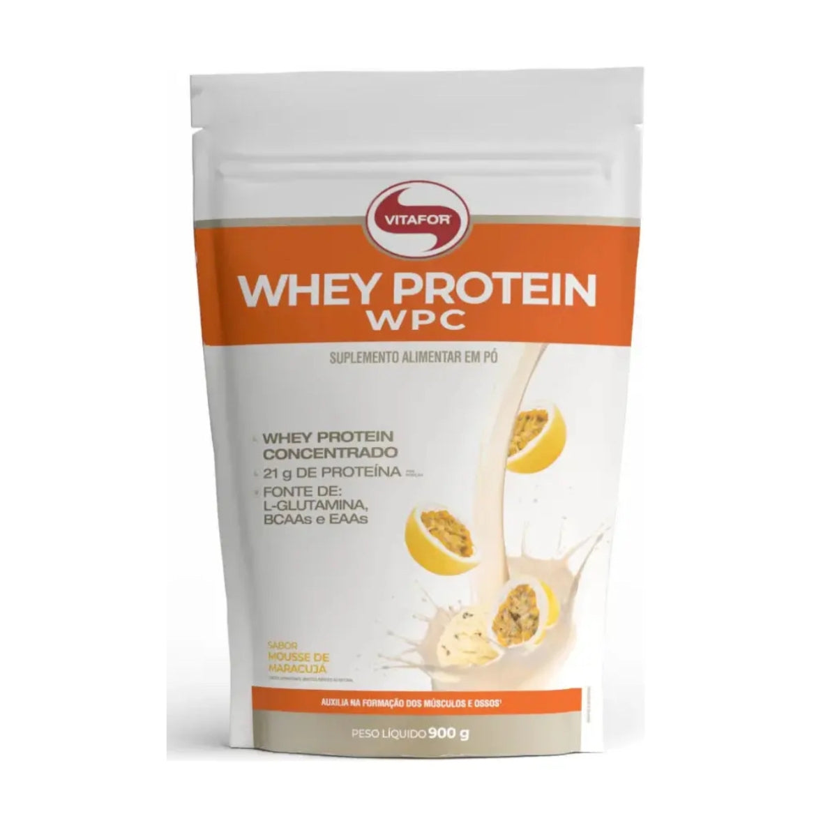 Whey Protein WPC Sabor Mousse de Maracujá Vitafor | Sachê 900g