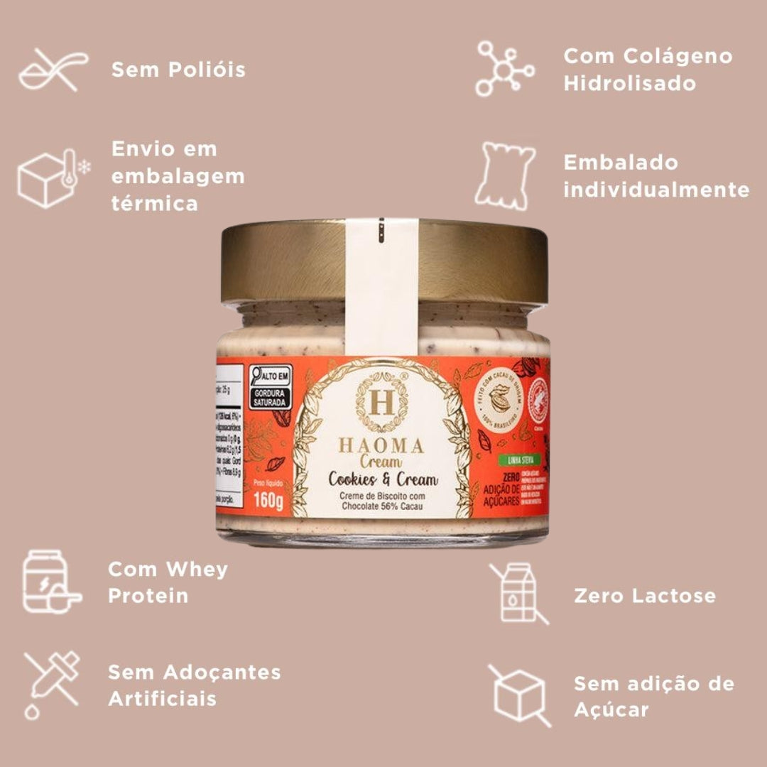 Haoma Cream Cookies e Cream Haoma Linha Stevia | 160g