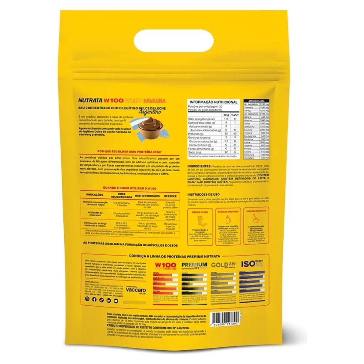 W100 Whey Concentrado Dulce deLeche Havanna Nutrata | Refil 900g