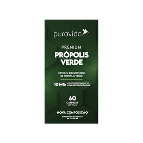 Premium Própolis Verde 10mg Puravida Alta Concentração | 60 Cápsulas