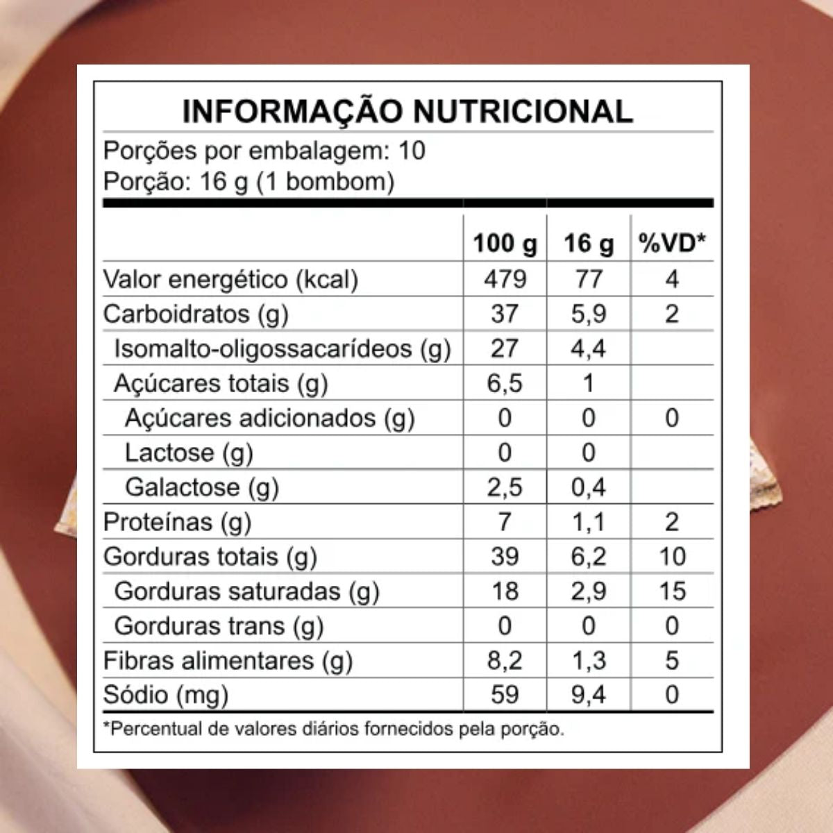 Bombom de Chocolate Branco Linha Stevia Zero Açúcar Haoma | 200g