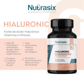Hialuronic Ácido Hialurônico 100mg Nutrasix | 60 cápsulas