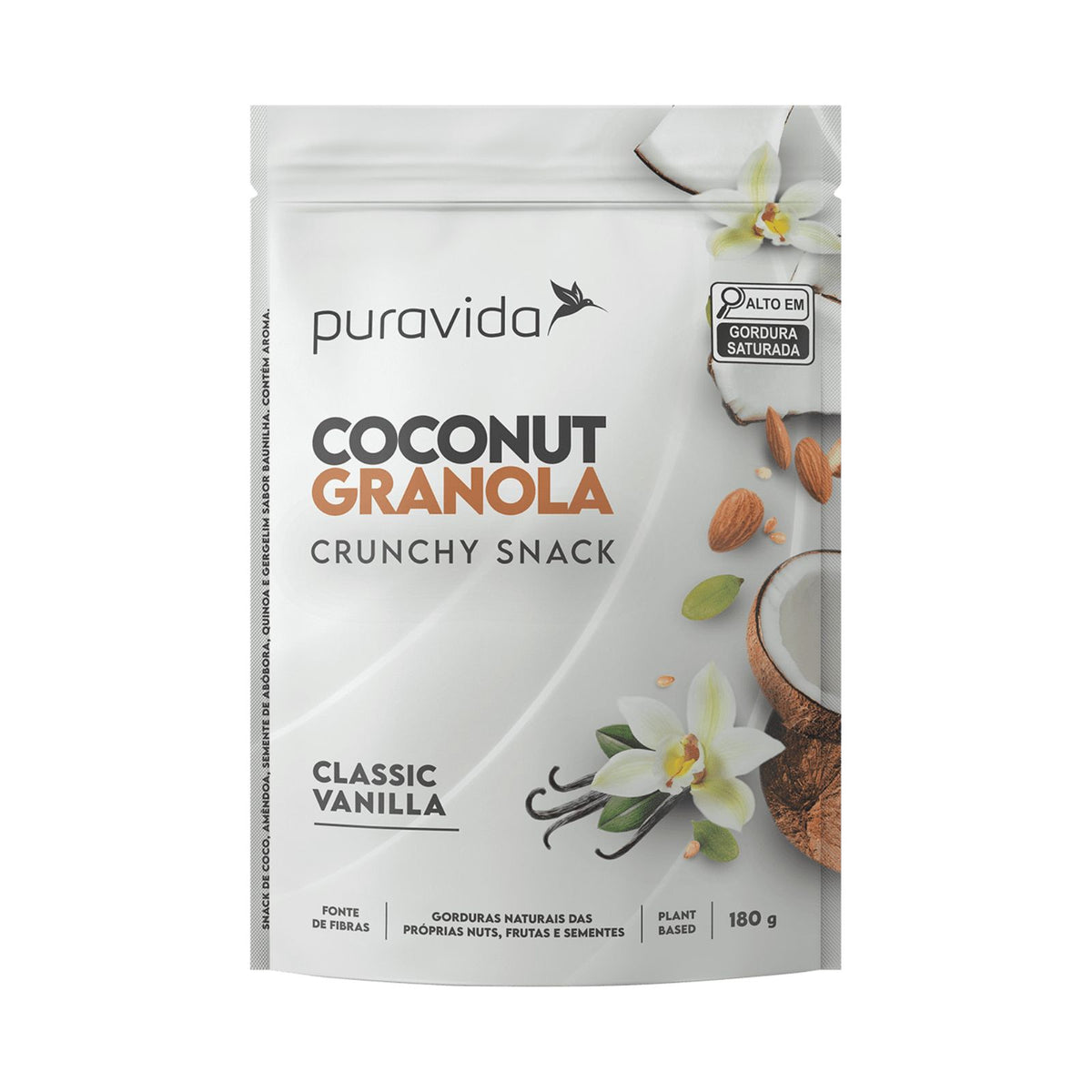 Coconut Granola Crunchy Snack Puravida Baunilha | 180g