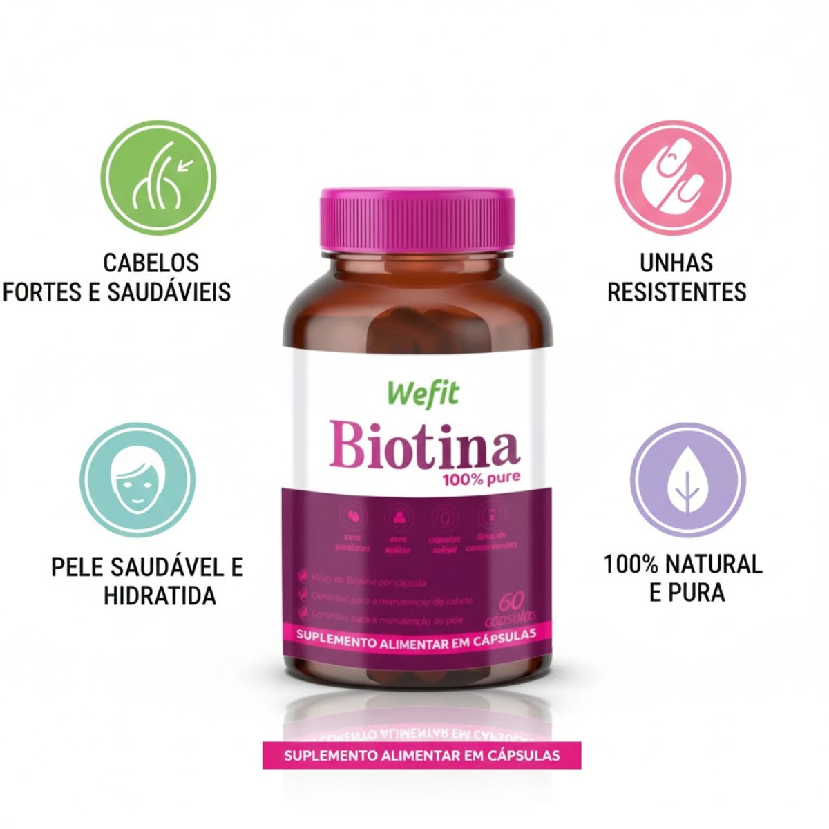 Biotina 100% pura Wefit | 60 cápsulas
