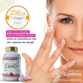 Pleno Candy Colágeno Verisol | 60 Balas Sabor Morango