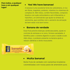 Barra de Castanhas Banana com Chocolate Vegana BiO2 | Cx 12 barrinhas