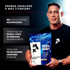 100% Whey Max Titanium Morango | 900g