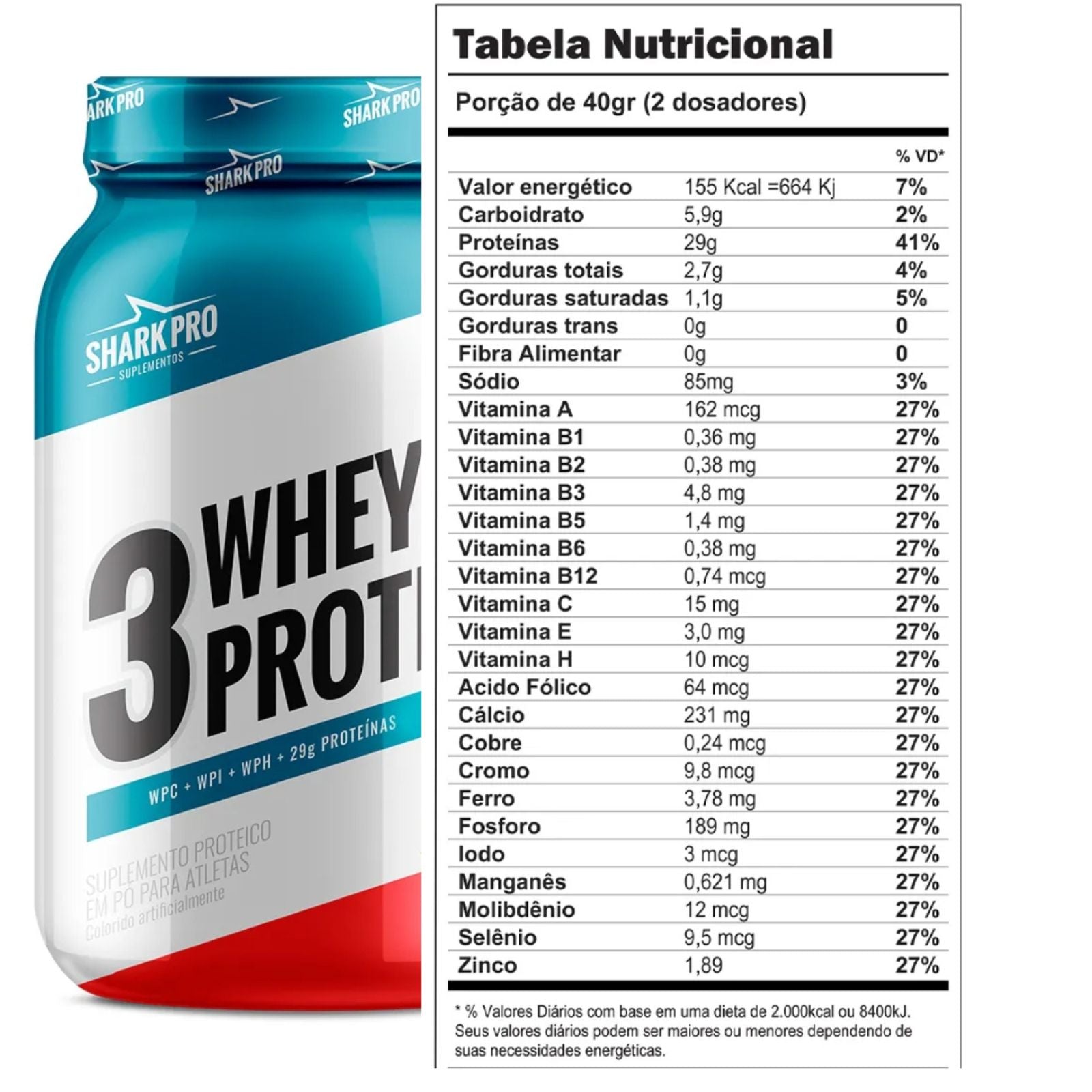 Whey Protein 3W Shark Pro Morango | 900g