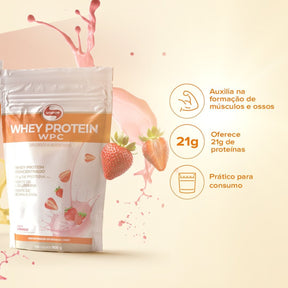 Whey Protein WPC Sabor Morango Vitafor | Sachê 900g