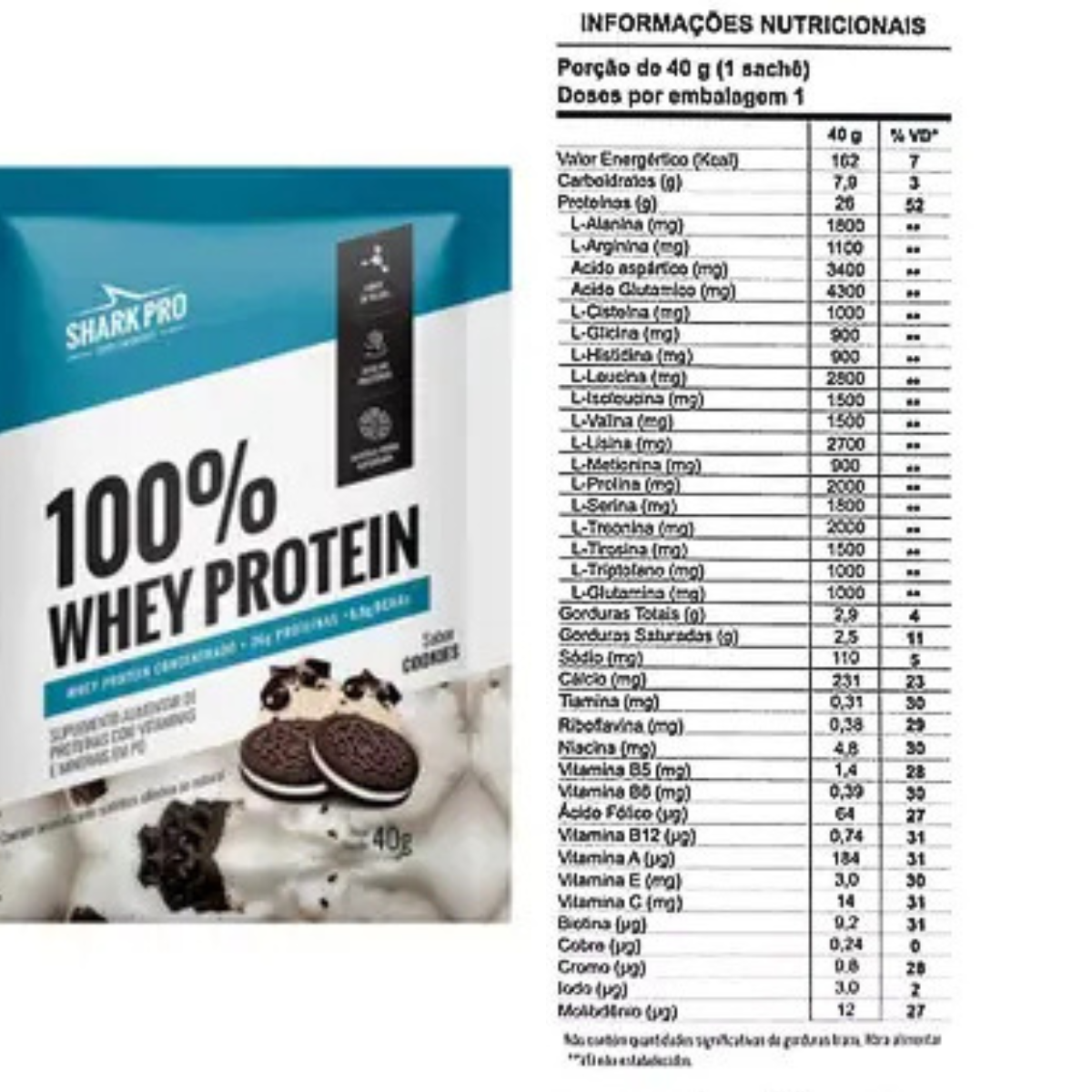 100% Whey Sabor Cookies Shark Pro | Sachê Unitário 40g