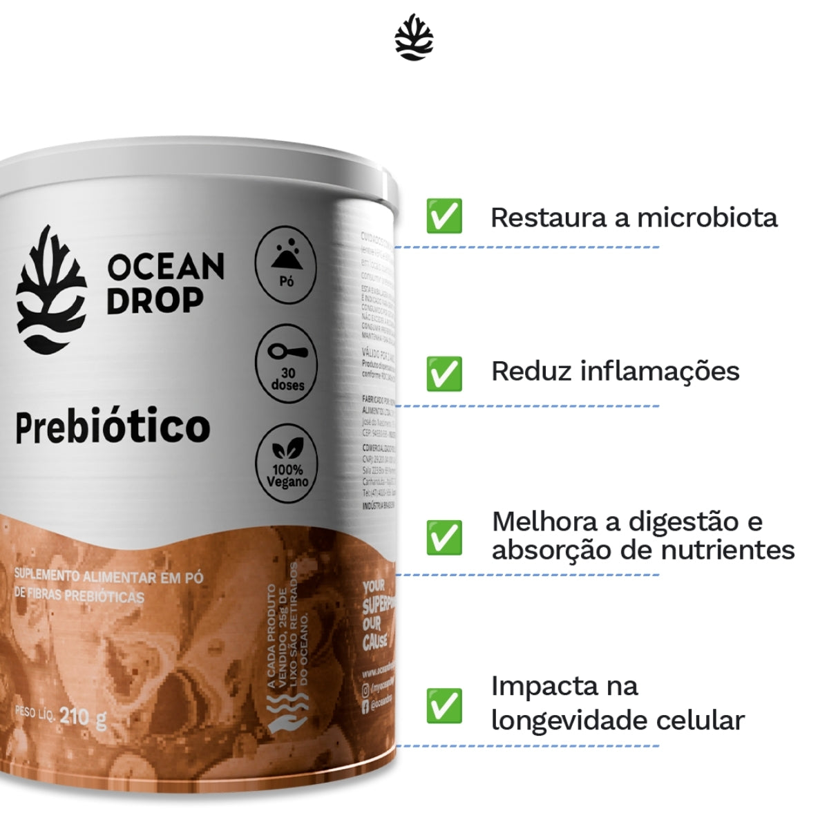 Prebiótico em pó Ocean Drop | 210g