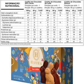 Trio de Coelhos de Chocolate Páscoa Haoma 180g