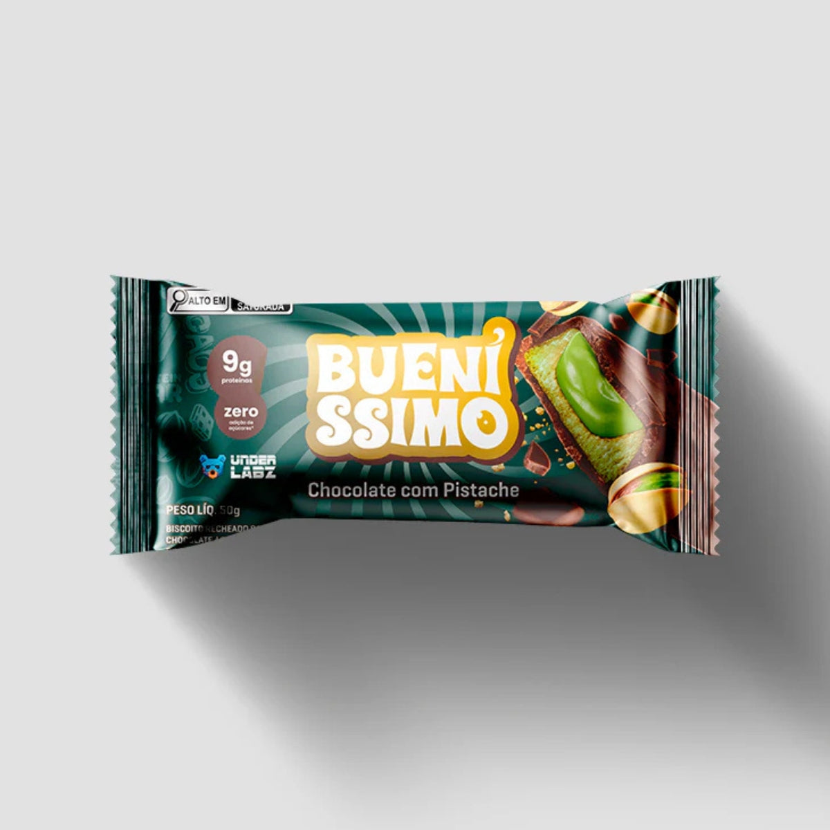 Barra Bueníssimo Chocolate com Pistache Under Labz | 12x50g