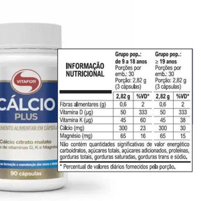 Cálcio Plus 800mg Vitafor | 90 cápsulas
