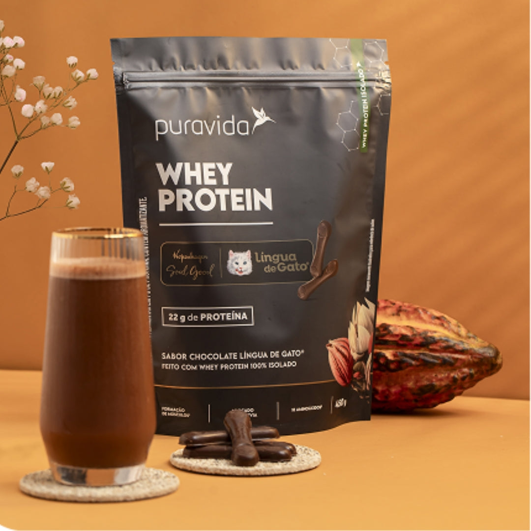 Whey Protein 100% Isolado Chocolate Língua de Gato Puravida | 450g