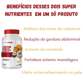 Óleo De Coco + Óleo De Cártamo 1000mg ClinicMais | 60 cápsulas