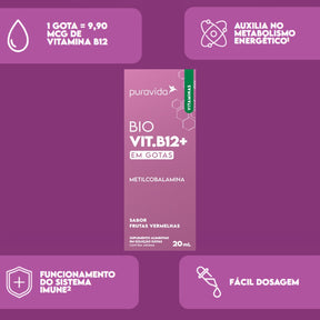 Bio Vitamina B12+ Sabor Frutas Vermelhas Puravida | 20ml