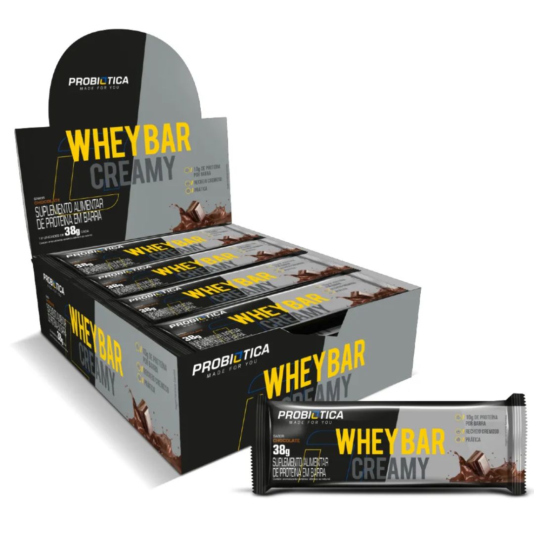 Barra Proteica Whey Bar Creamy Chocolate Probiotica | 12x38g