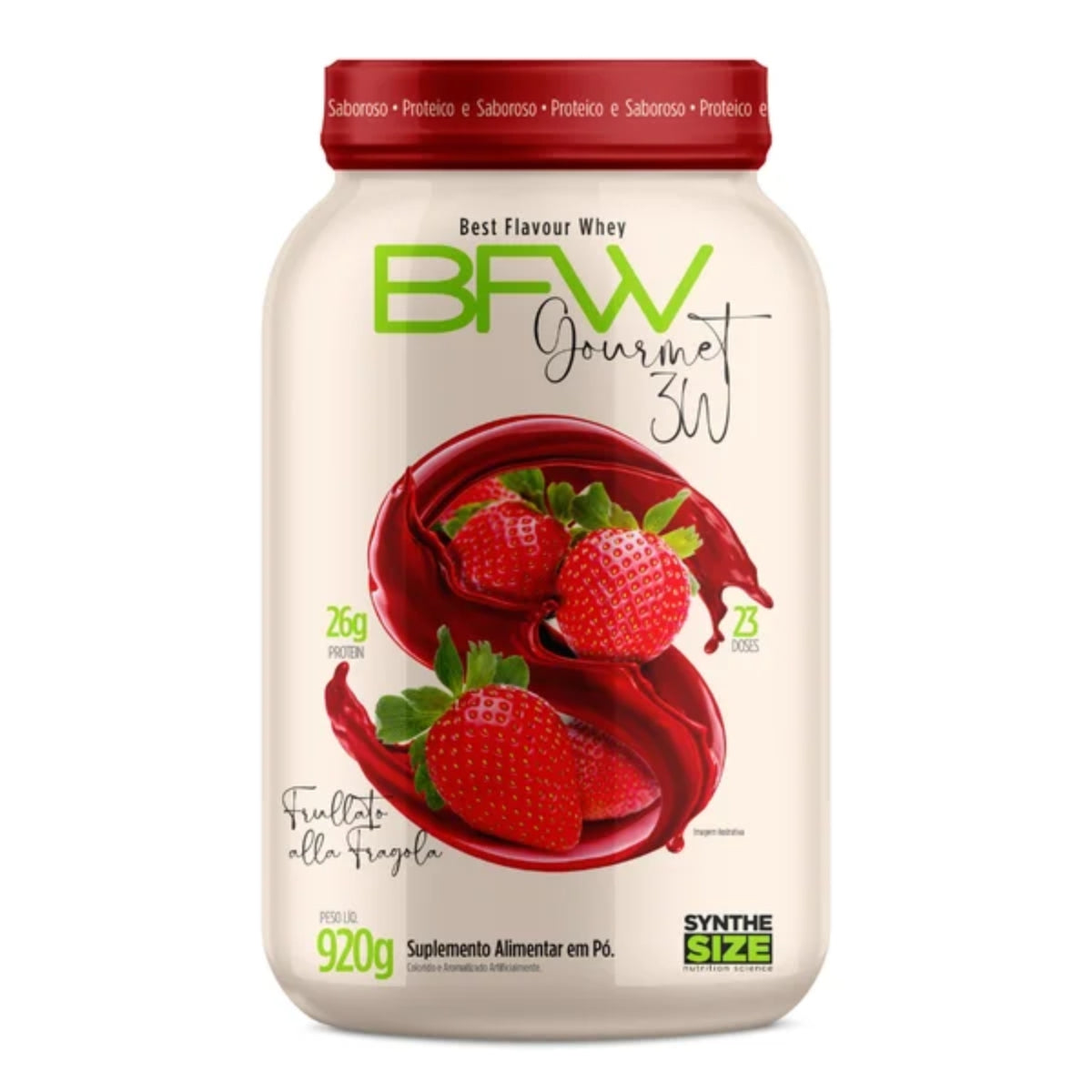 Best Flavour Whey Gourmet 3W Frape de Morango Synthe Size | 920g