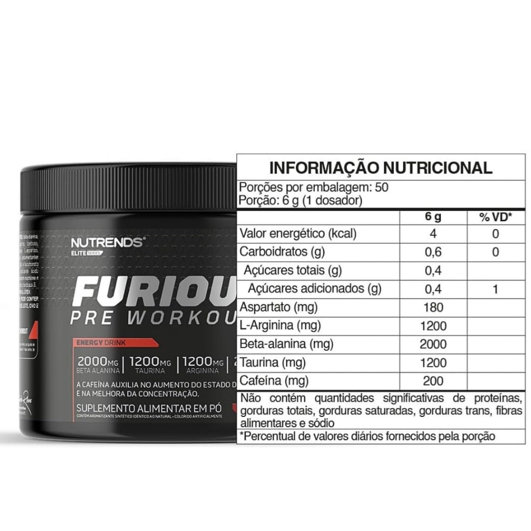 Pré-Treino Furious Pré Workout Frutas Vermelhas Nutrends | 150g