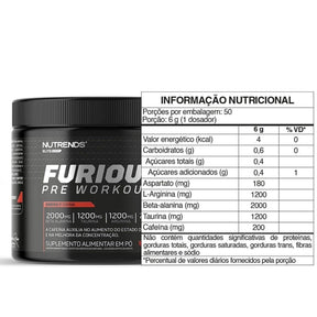 Pré-Treino Furious Pré Workout Frutas Vermelhas Nutrends | 150g
