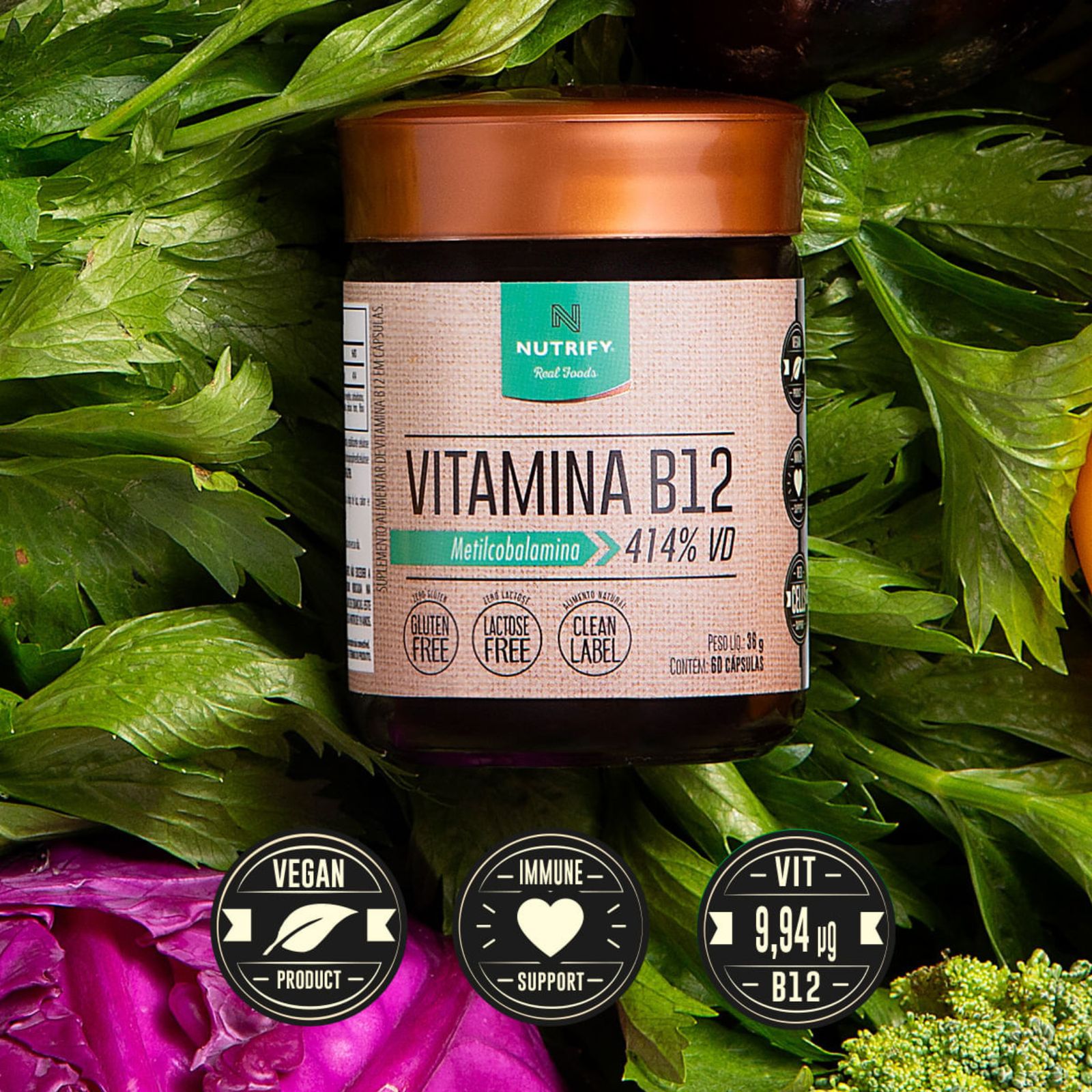 Vitamina B12 Metilcobalamina 414% Nutrify | 60 cápsulas