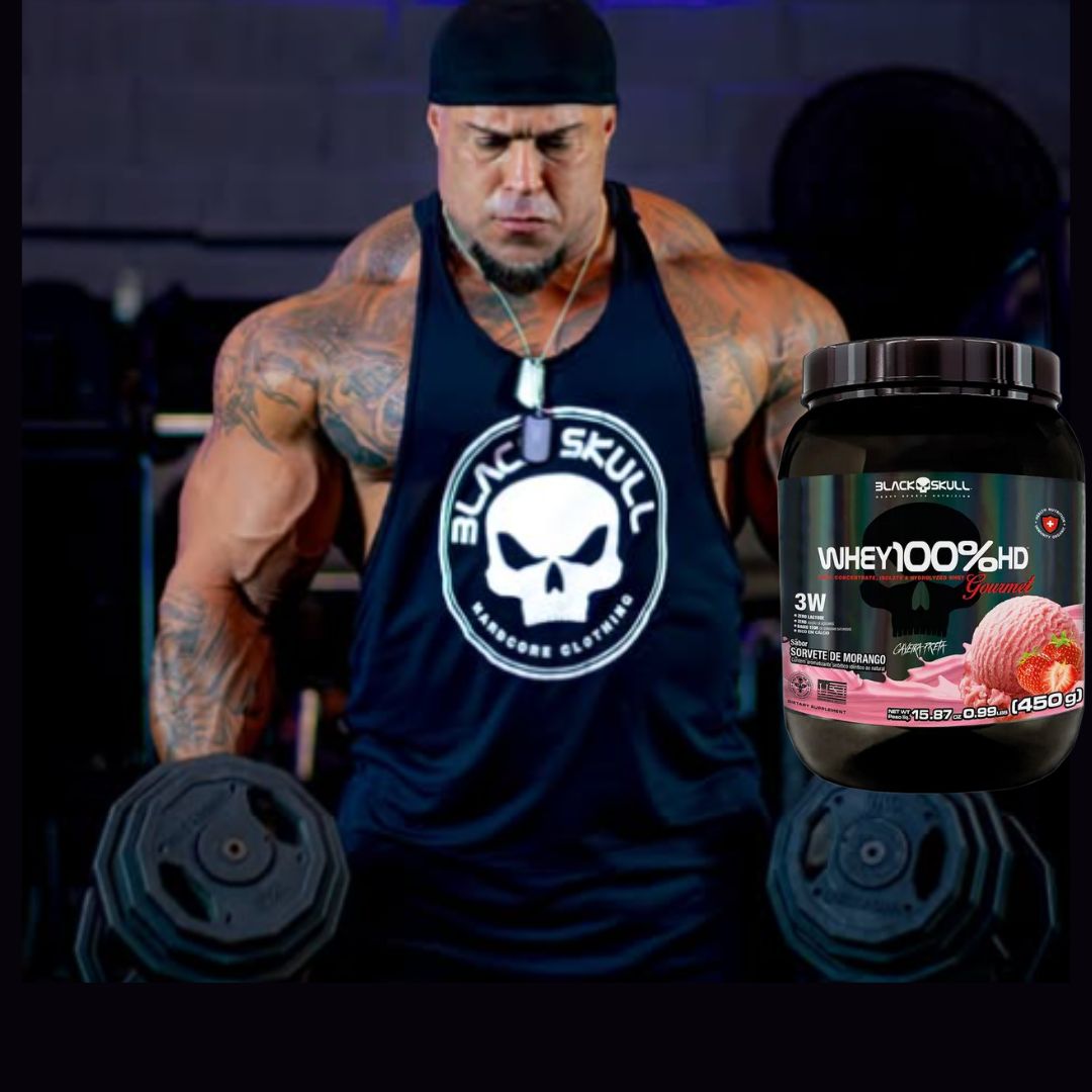 Whey 100%HD Gourmet Black Skull Sorvete de Morango | 450g