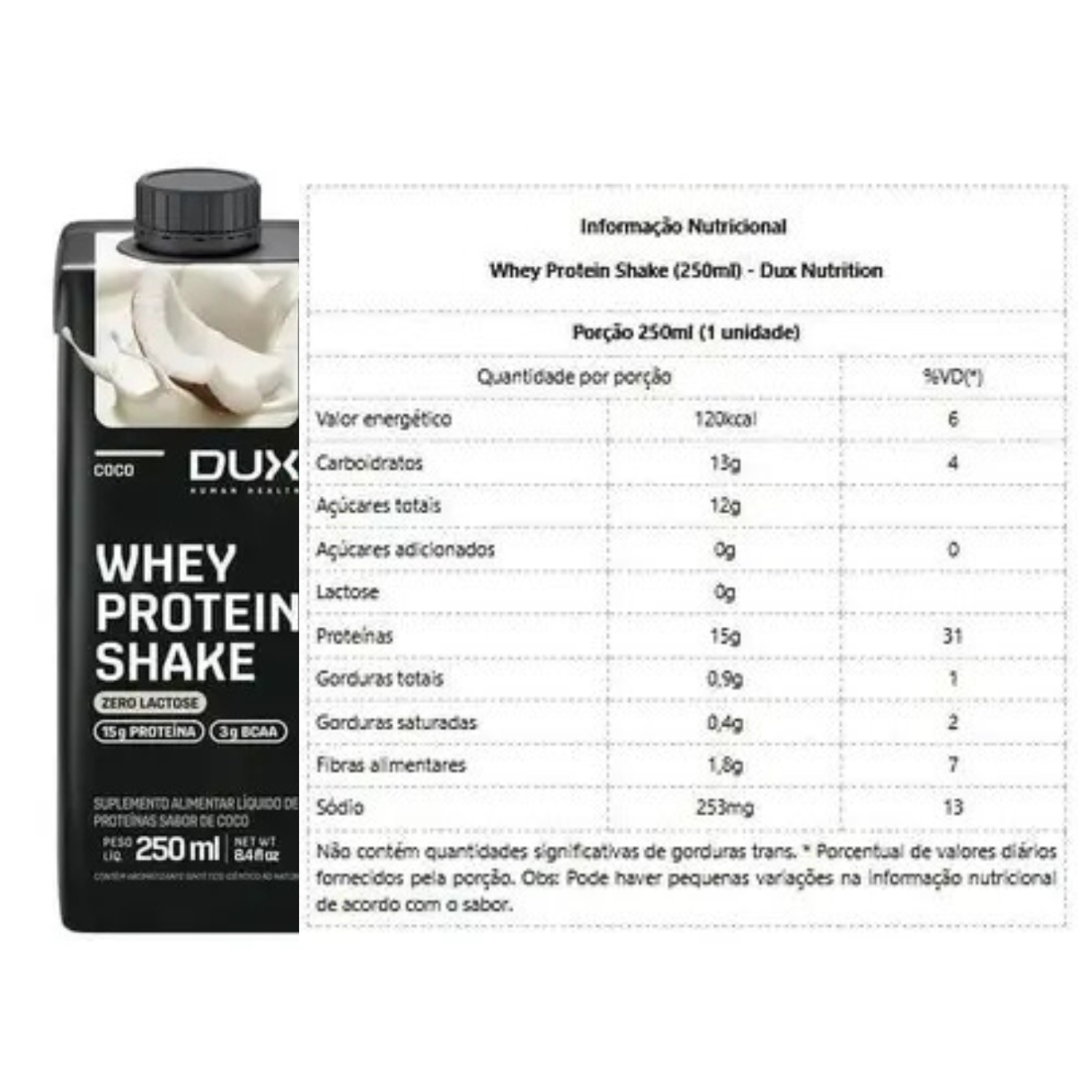 Whey Protein Shake Sabor Coco Dux | 250ml