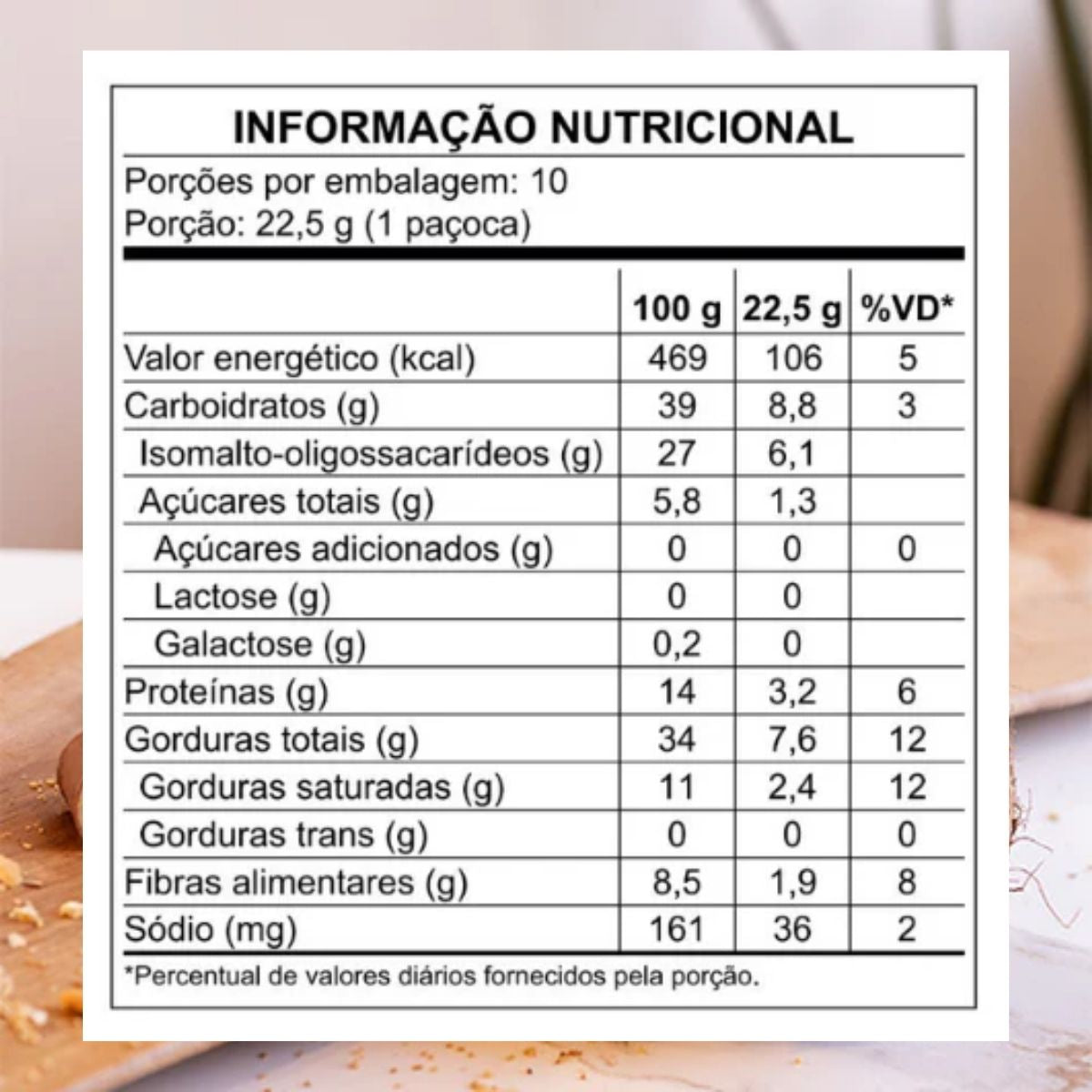 Paçoca de Castanha de Caju Amendoim e Coco com Chocolate Linha Stevia Haoma | 225g