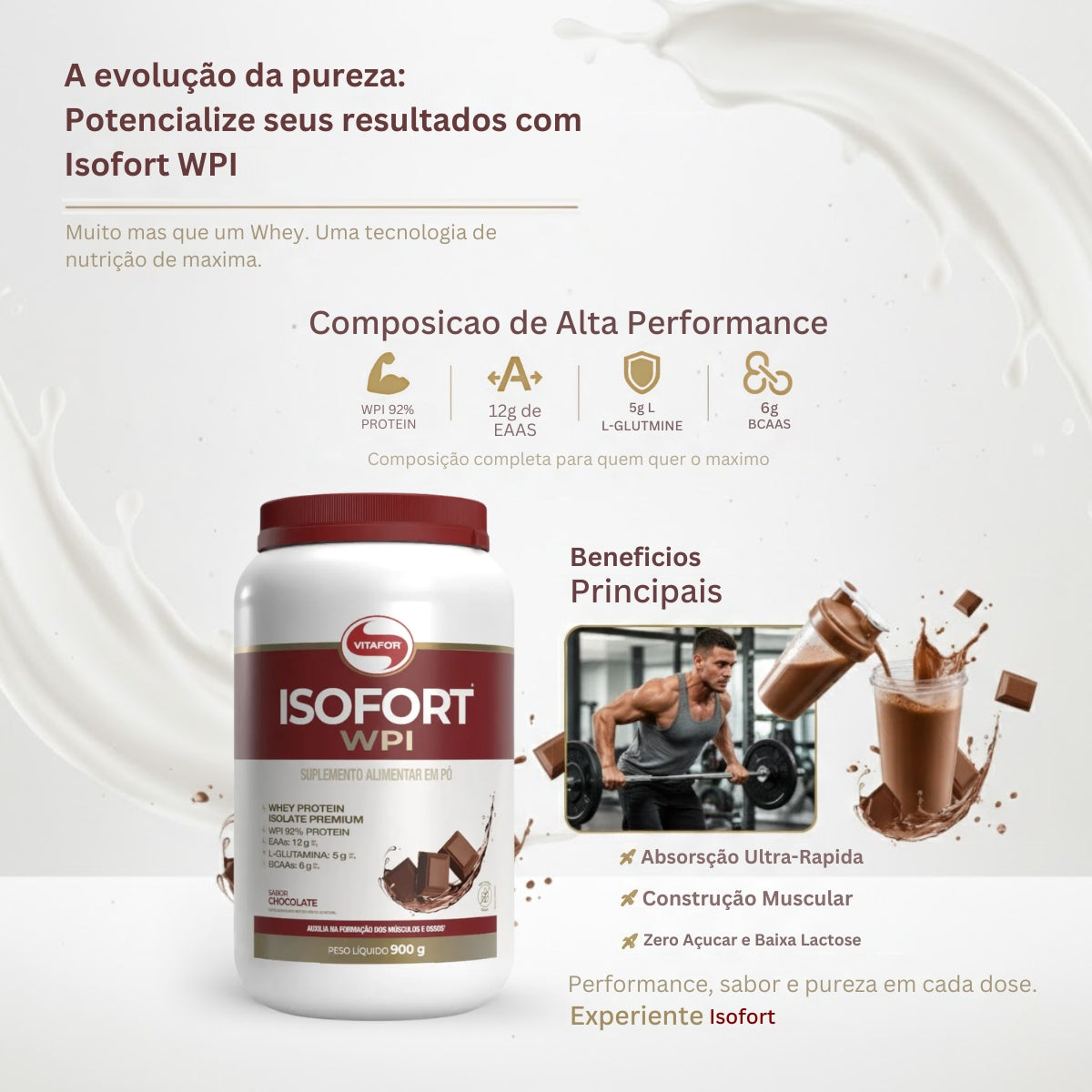 Isofort Sabor Chocolate Vitafor | Pote 900g