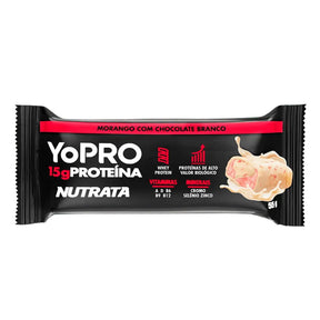 Barra YoPro Morango com Chocolate Branco Nutrata | Display 12x55g