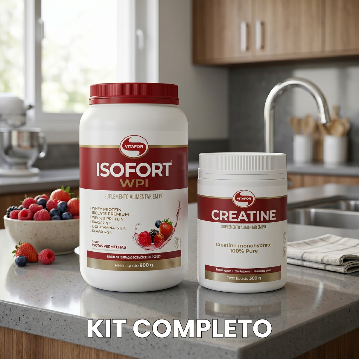 Isofort Whey Isolado Frutas Vermelhas + Creatina (300g) – Vitafor