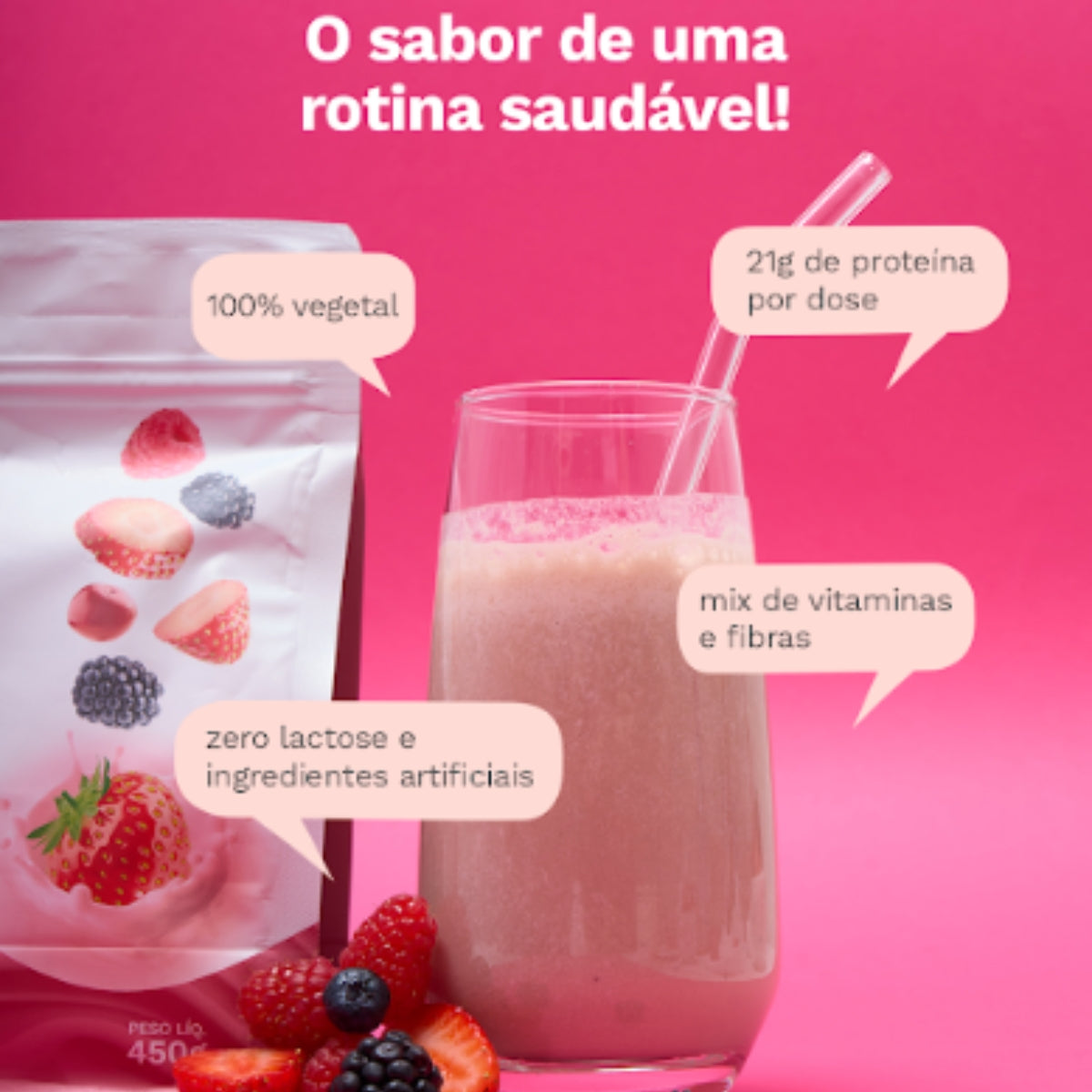 Proteína Vegetal Frutas Vermelhas Ocean Drop | 450g