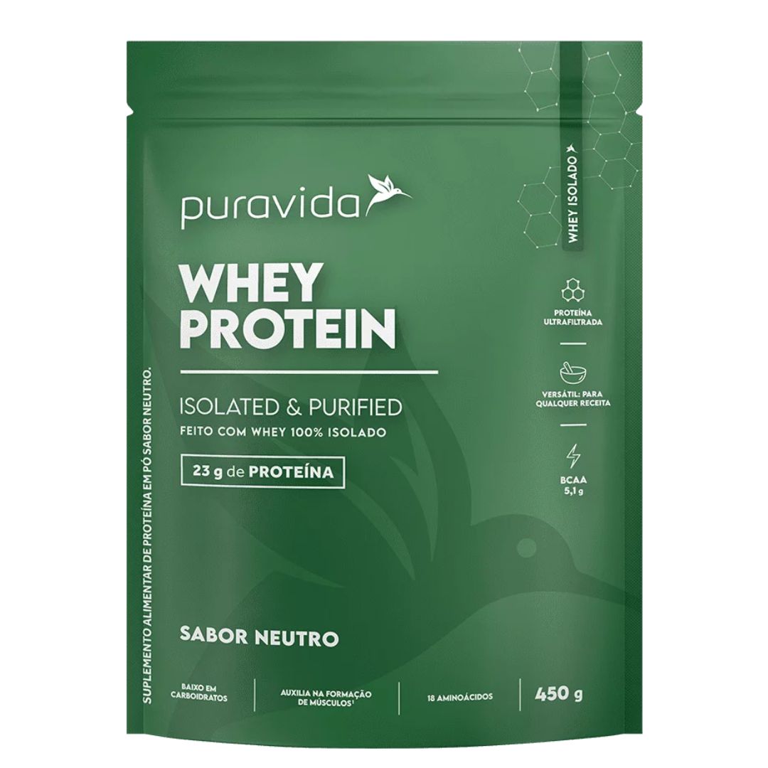 Whey Protein 100% Isolado Neutro Puravida | 450g