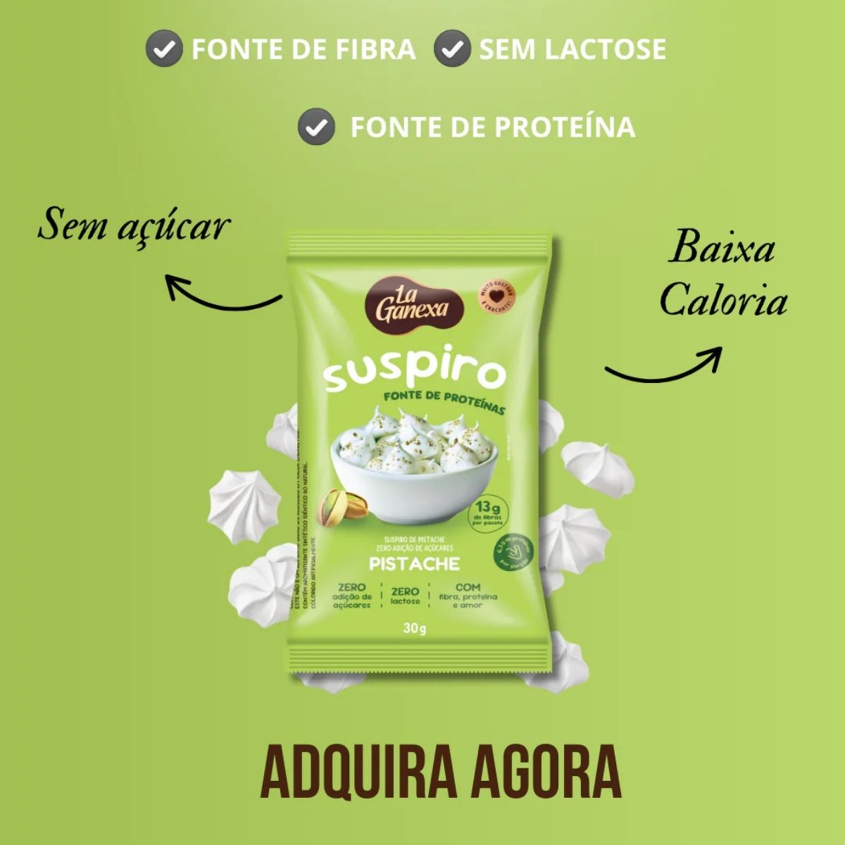 Suspiro La Ganexa Pistache Zero Açúcar Zero Lactose | 30g