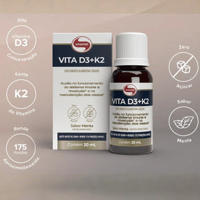 Vita D3 + K2 Gotas Sabor Menta Vitafor | 20ml